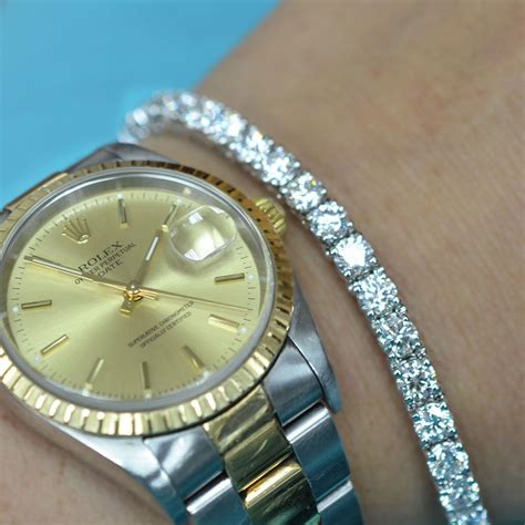 tennis bracelet with rolex|Rolex leather bracelet.